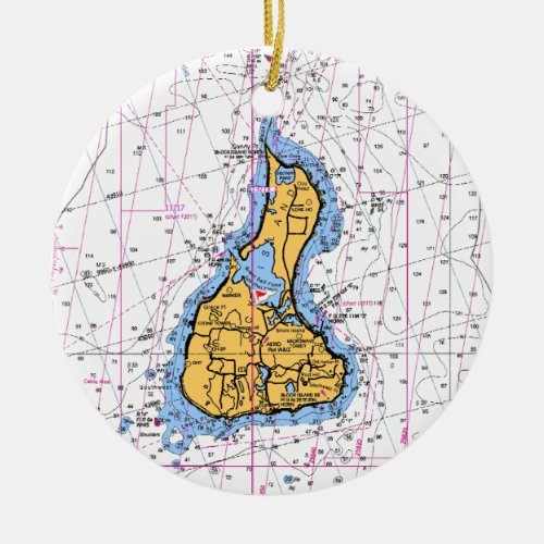 Block Island Nautical Chart ornament