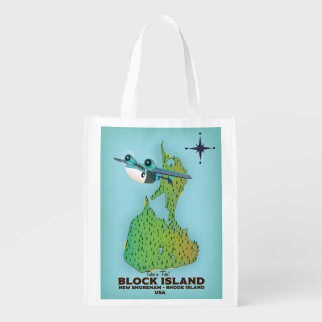 block island New Shoreha ,Rhode Island Grocery Bag (Front)