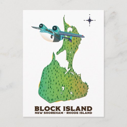 block island New Shoreha Rhode Island Postcard