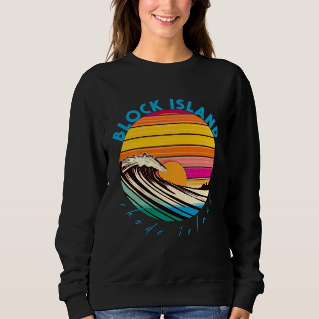 Block Island Retro 1980s Style Rhode Island Beach Sweatshirt (Front)