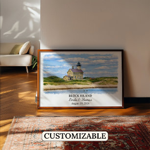 Block Island Rhode Island Poster, Watercolor Poster