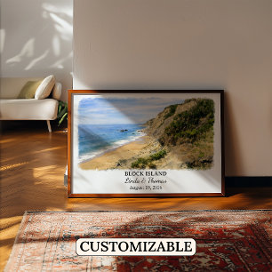 Block Island Rhode Island Poster, Watercolor Poster