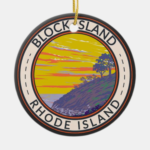 Block Island Rhode Island Travel Art Vintage Ceramic Ornament