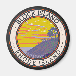 Block Island Rhode Island Travel Art Vintage Magnet