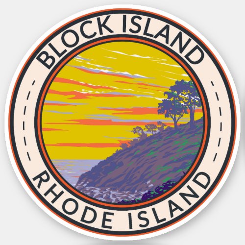 Block Island Rhode Island Travel Art Vintage Sticker