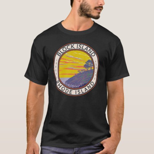 Block Island Rhode Island Travel Art Vintage T_Shirt