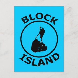 Block Island Shape Inside Circle Postcard