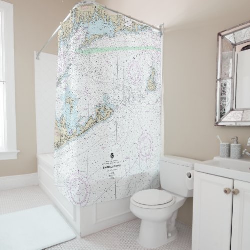 Block Island Sound and Approaches Nautical Chart Shower Curtain