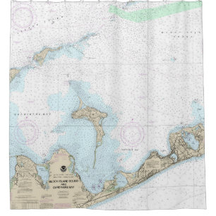 Block Island Sound and Gardiners Bay Chart Shower Curtain