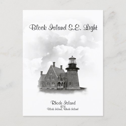 Block Island Southeast Light Rhode Island Postcard