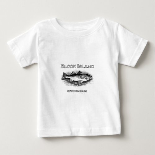 Block Island Vintage Striped Bass Logo Baby T_Shirt