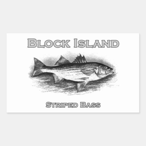 Block Island Vintage Striped Bass Logo Rectangular Sticker