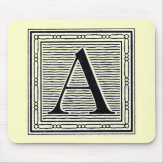 Block Letter "A" Woodcut Woodblock Initial Mouse Pad