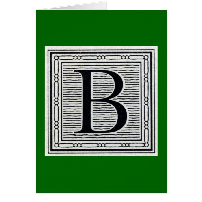 Block Letter "B" Woodcut Woodblock Inital Greeting Cards