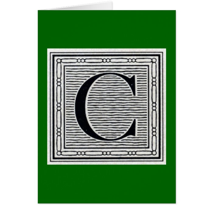 Block Letter "C" Woodcut Woodblock Inital Cards