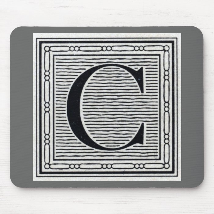 Block Letter "C" Woodcut Woodblock Inital Mousepad