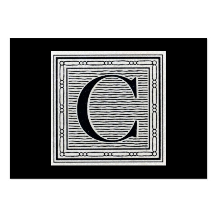 Block Letter "C" Woodcut Woodblock Initial Business Card Templates