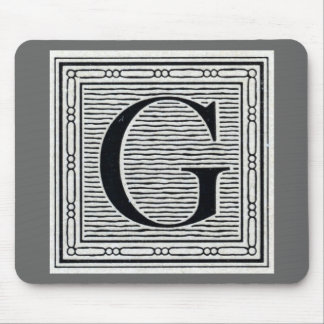 Block Letter "G" Woodcut Woodblock Inital Mouse Pad