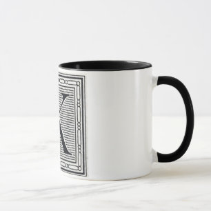 Block Letter "K" Woodcut Woodblock Inital Mug