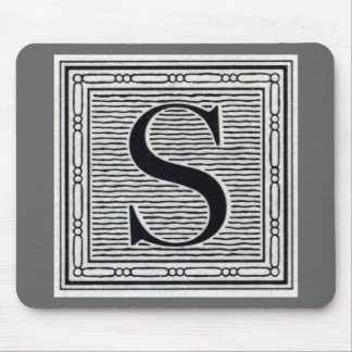 Block Letter "S" Woodcut Woodblock Inital Mouse Pad