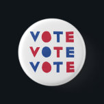 Block Letter VOTE VOTE VOTE Button<br><div class="desc">A cheerful reminder you won’t mind wearing out & about to encourage voter turnout with its VOTE VOTE VOTE message. A block letter design created by hand cutting tissue paper.</div>