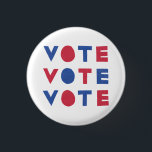 Block Letter VOTE VOTE VOTE Button<br><div class="desc">A cheerful reminder you won’t mind wearing out & about to encourage voter turnout with its VOTE VOTE VOTE message. A block letter design created by hand cutting tissue paper.</div>