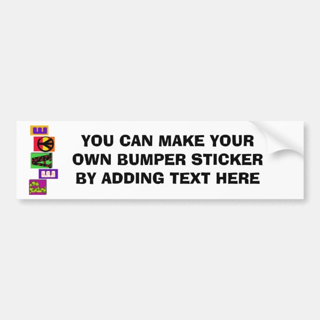 Block Letters Peace T-shirts and Gifts Bumper Sticker (Front)