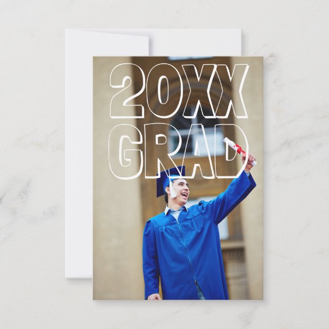 Block Letters White - 3x5 Graduation Announcement (Front)