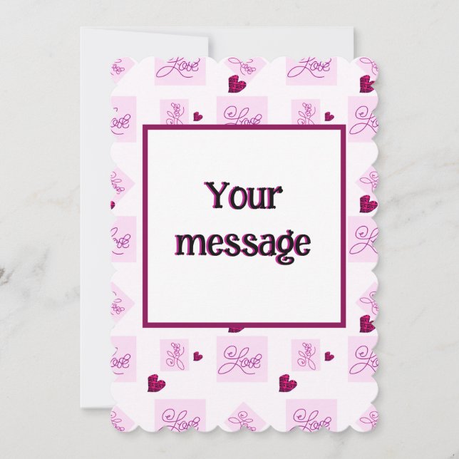 Block love heart pattern holiday card (Front)