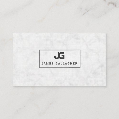 BLOCK Monogram Black Open Frame ON White Marble Business Card