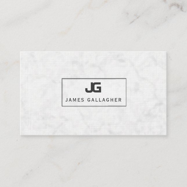 BLOCK Monogram Black Open Frame ON White Marble Business Card (Front)
