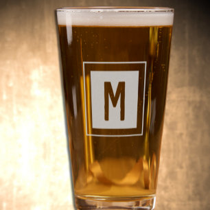 Block Monogram Pint Glass