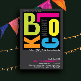 Block Night Colorful Retro Type Neighbors Party Invitation