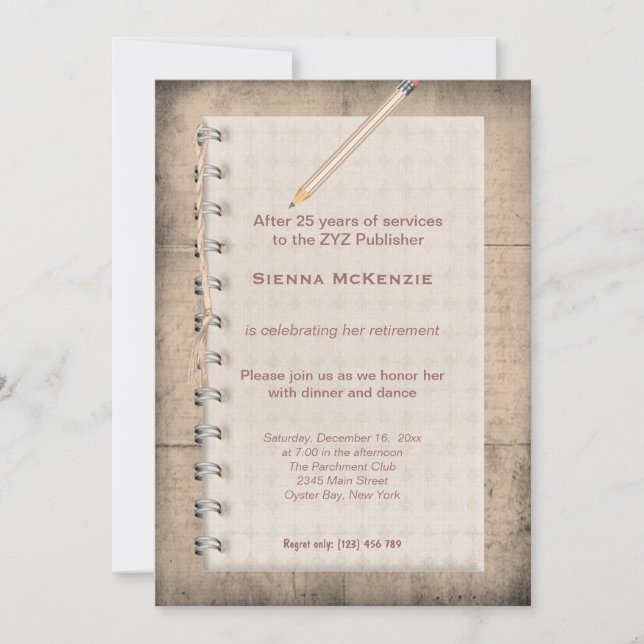 Block Note Retirement Invitation (Front)