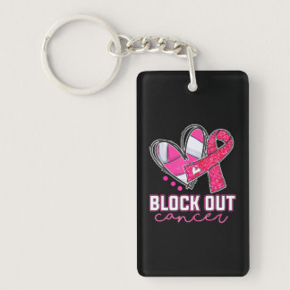 Block Out Cancer Volleyball Player Breast Cancer Keychain