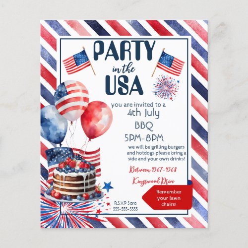 block party 4th July BBQ street party neighbor  Flyer