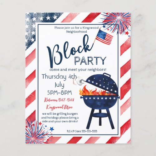 block party 4th July BBQ street party neighbor  Flyer