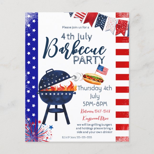 block party 4th July BBQ street party neighbor  P Flyer (Front)