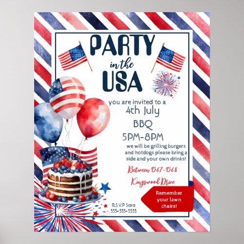 block party 4th July BBQ street party neighbor  Poster