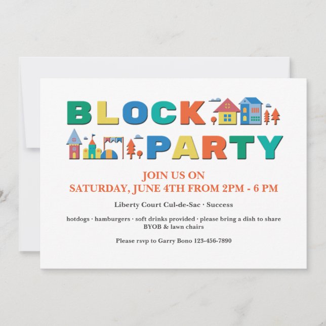 Block Party Colors Invitation (Front)