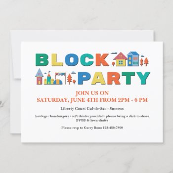 Block Party Colors Invitation by CottonLamb at Zazzle