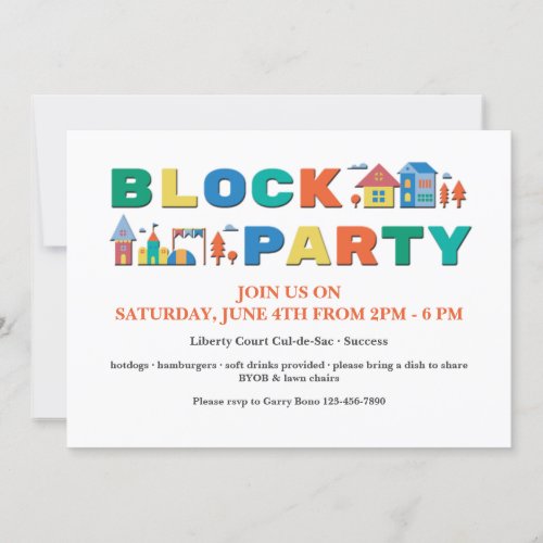 Block Party Colors Invitation