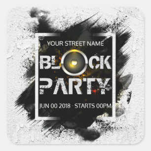 Block Party custom invitation Square Sticker
