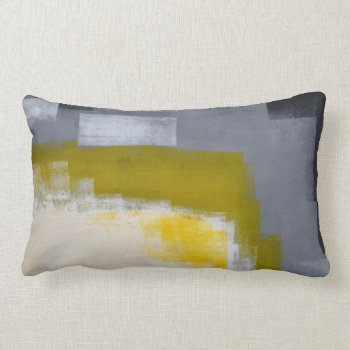 'block Party' Grey And Yellow Abstract Art Lumbar Pillow by T30Gallery at Zazzle