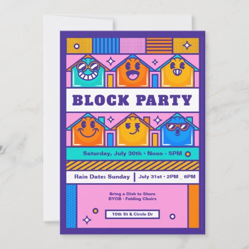 Block Party Houses Invitation