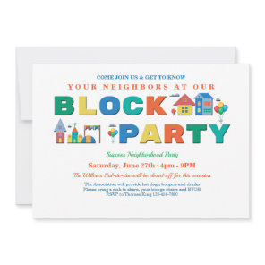 Block Party Invitation Custom