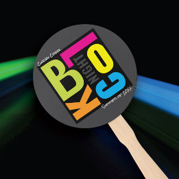 Block Party | Music Festival | Retro Typography Hand Fan