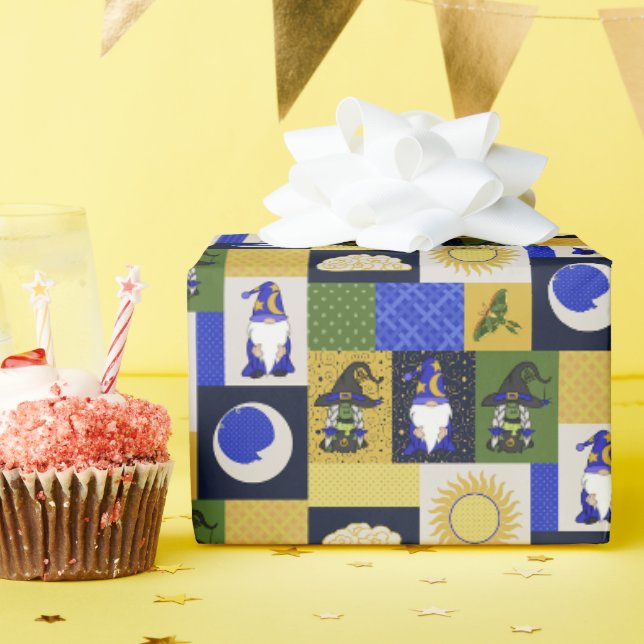 Block Patchwork (Midnight Hearth) Wrapping Paper (Birthday Party)