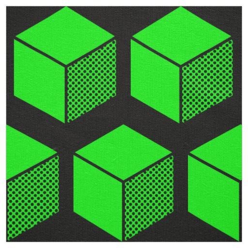 Block Pattern 02 - Green on Black Fabric