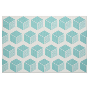Block Pattern 02 - Light Blue Green on White Fabric